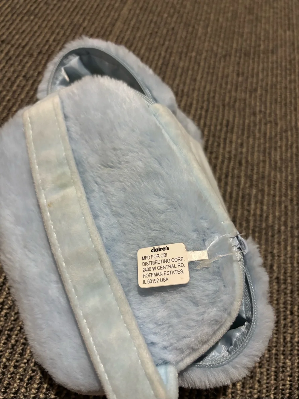 Claire's Light Blue Plush Animal Cosmetic Pouch with Sparkle Bow